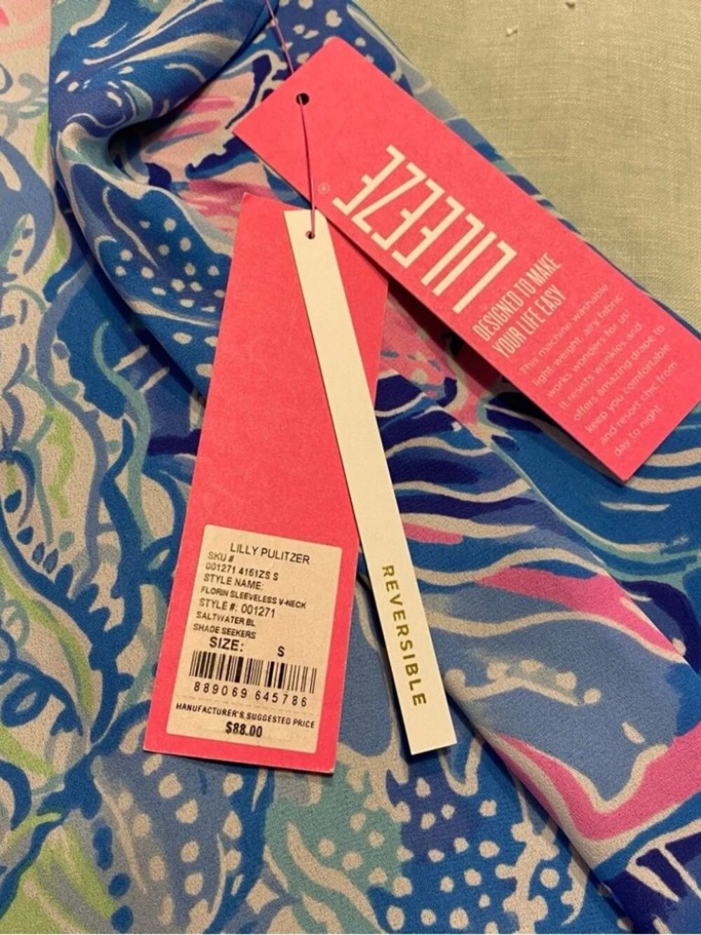 NWT Lilly Pulitzer Florin Shade Seekers sleeveless v-neck reversible top - Picture 12 of 12
